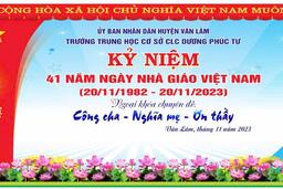 Trường THCS CLC Dương Phúc Tư tổ chức thành công chuyên đề ngoại khóa KNS "CÔNG CHA - NGHĨA MẸ - ƠN THẦY" chào mừng ngày Hiến chương Nhà giáo Việt Nam 20/11/2023